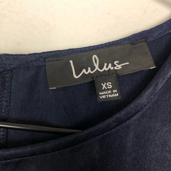 Lulu’s Navy Wide Leg Satin Short Sleeve Jumpsuit - Picture 4 of 10